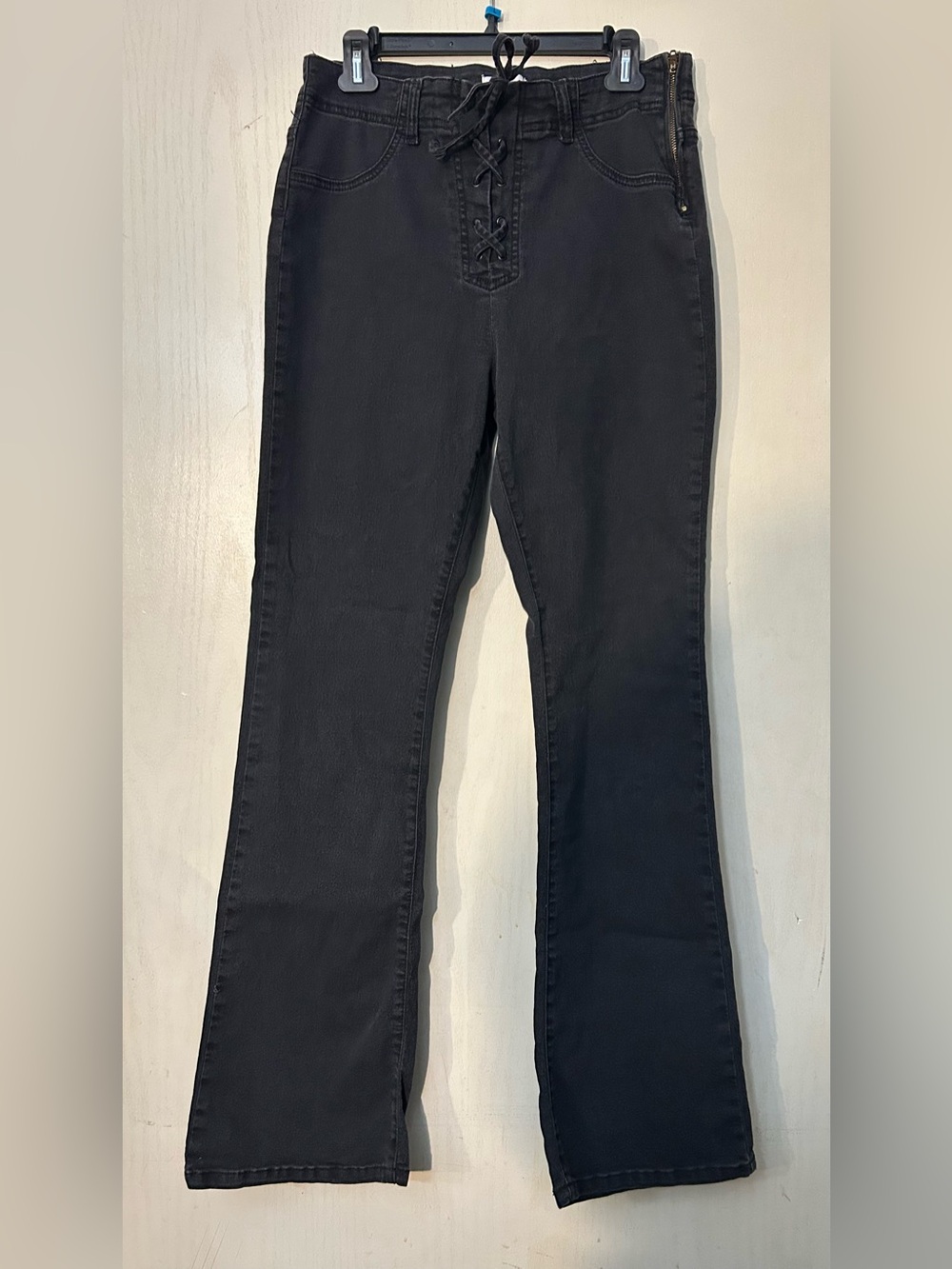Forever 21 Black Lace Up Flare Jeans Y2K Size 30